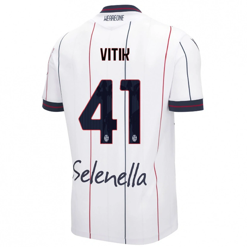 Danxen Enfant Maillot Martin Vitík #41 Blanc Bleu Roi Tenues Extérieur 2025/26 T-Shirt