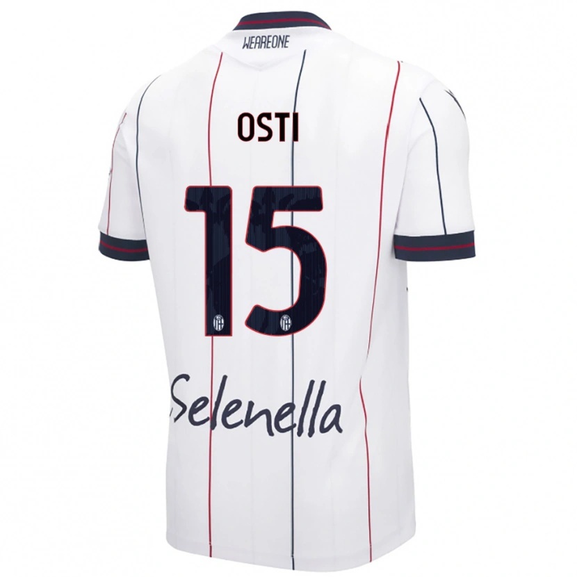 Danxen Enfant Maillot Gabriele Osti #15 Blanc Bleu Roi Tenues Extérieur 2025/26 T-Shirt