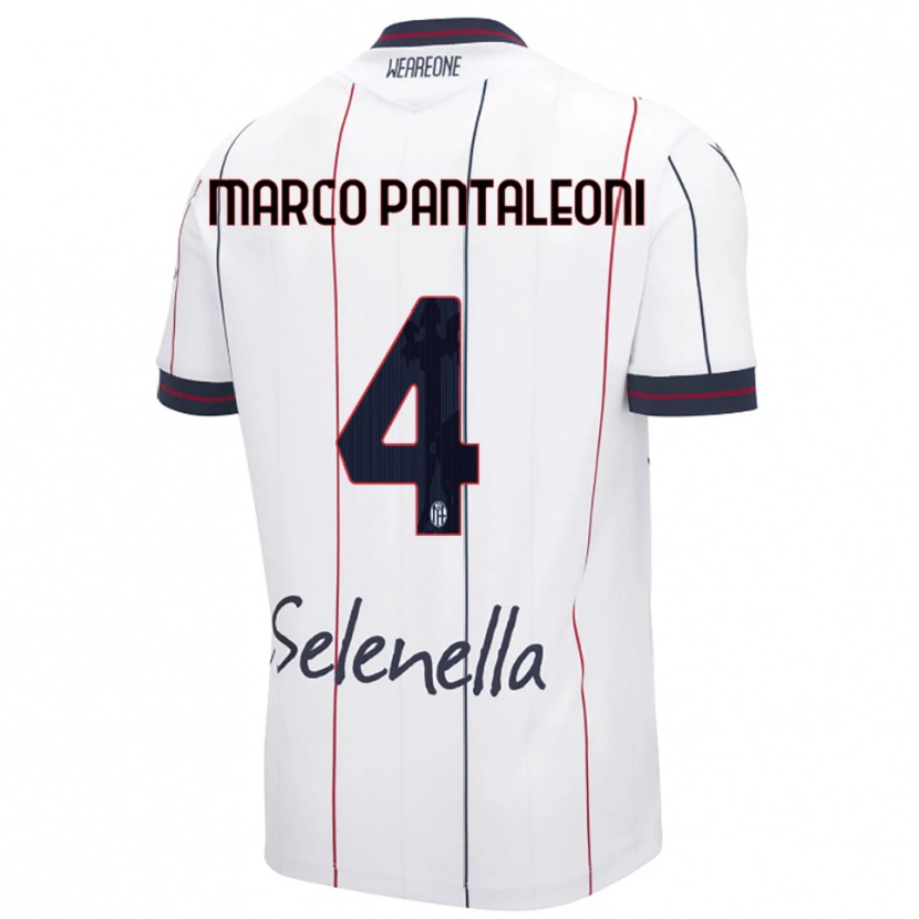 Danxen Enfant Maillot Gian Marco Pantaleoni #4 Blanc Bleu Roi Tenues Extérieur 2025/26 T-Shirt