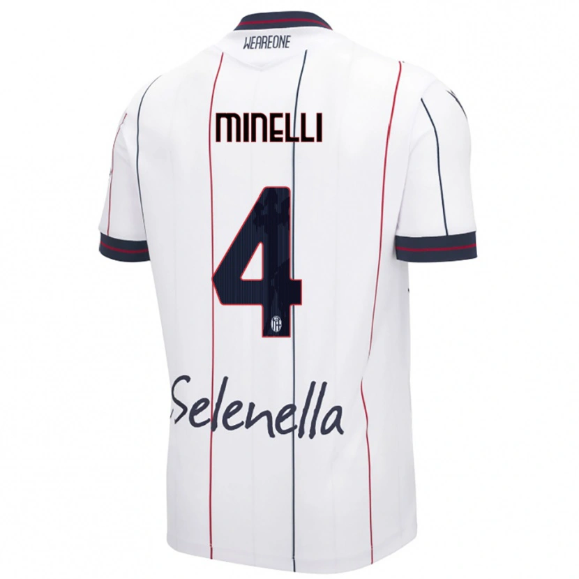 Danxen Enfant Maillot Leo Minelli #4 Blanc Bleu Roi Tenues Extérieur 2025/26 T-Shirt