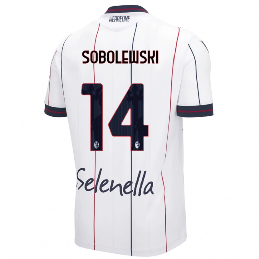 Danxen Enfant Maillot Konrad Sobolewski #14 Blanc Bleu Roi Tenues Extérieur 2025/26 T-Shirt