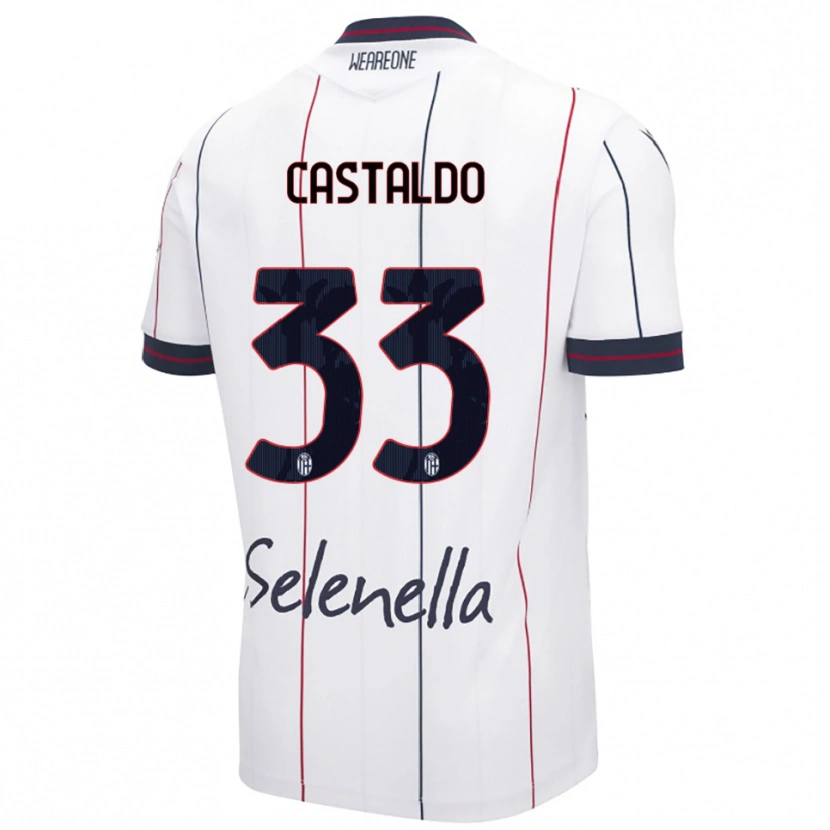 Danxen Enfant Maillot Francesco Castaldo #33 Blanc Bleu Roi Tenues Extérieur 2025/26 T-Shirt