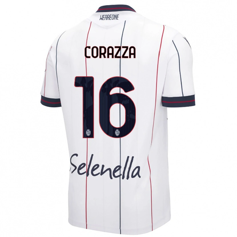Danxen Enfant Maillot Tommaso Corazza #16 Blanc Bleu Roi Tenues Extérieur 2025/26 T-Shirt