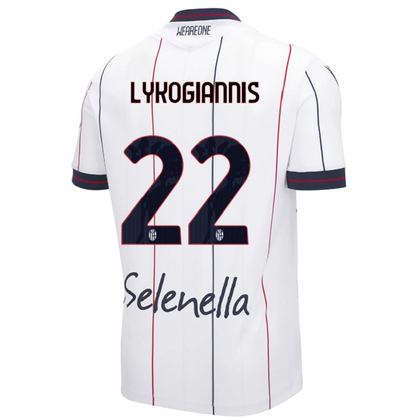 Danxen Enfant Maillot Charalampos Lykogiannis #22 Blanc Bleu Roi Tenues Extérieur 2025/26 T-Shirt