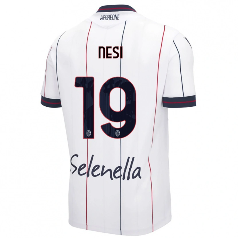 Danxen Enfant Maillot Luca Nesi #19 Blanc Bleu Roi Tenues Extérieur 2025/26 T-Shirt