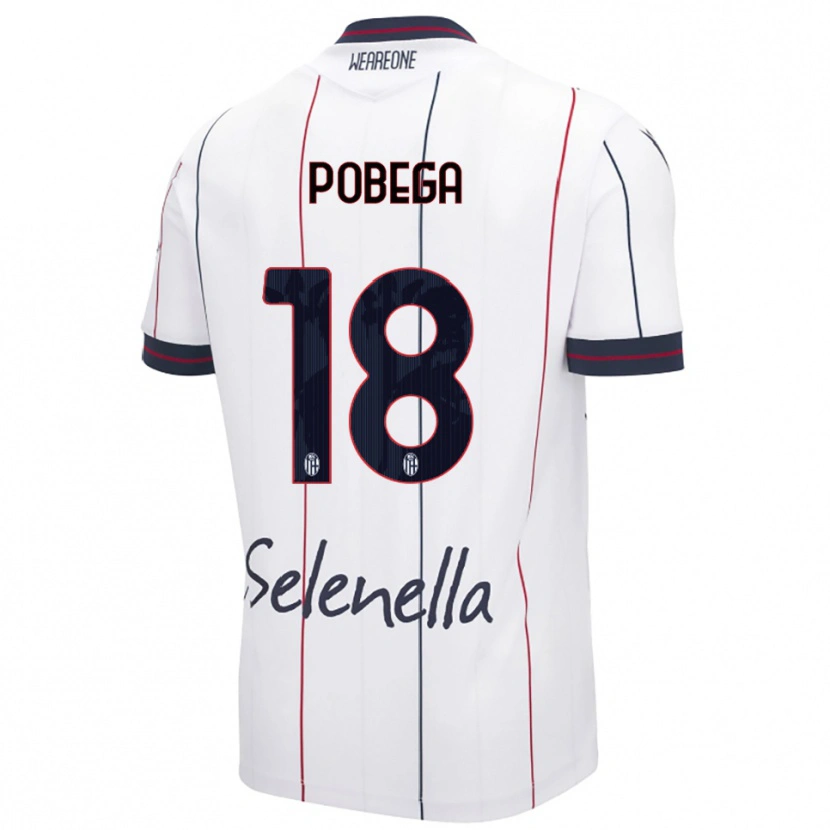 Danxen Enfant Maillot Tommaso Pobega #18 Blanc Bleu Roi Tenues Extérieur 2025/26 T-Shirt