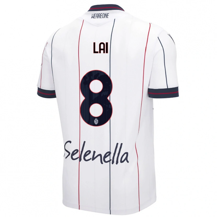 Danxen Enfant Maillot Luca Lai #8 Blanc Bleu Roi Tenues Extérieur 2025/26 T-Shirt