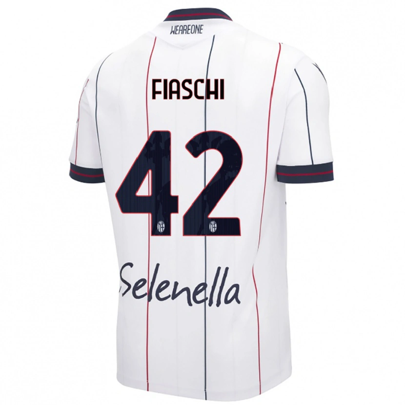 Danxen Enfant Maillot Marco Fiaschi #42 Blanc Bleu Roi Tenues Extérieur 2025/26 T-Shirt