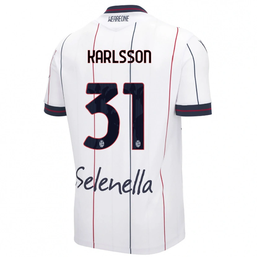 Danxen Enfant Maillot Kazper Karlsson #31 Blanc Bleu Roi Tenues Extérieur 2025/26 T-Shirt