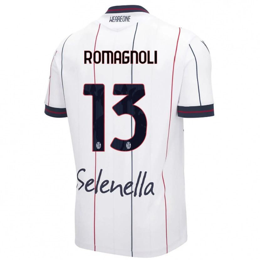 Danxen Enfant Maillot Andrea Romagnoli #13 Blanc Bleu Roi Tenues Extérieur 2025/26 T-Shirt