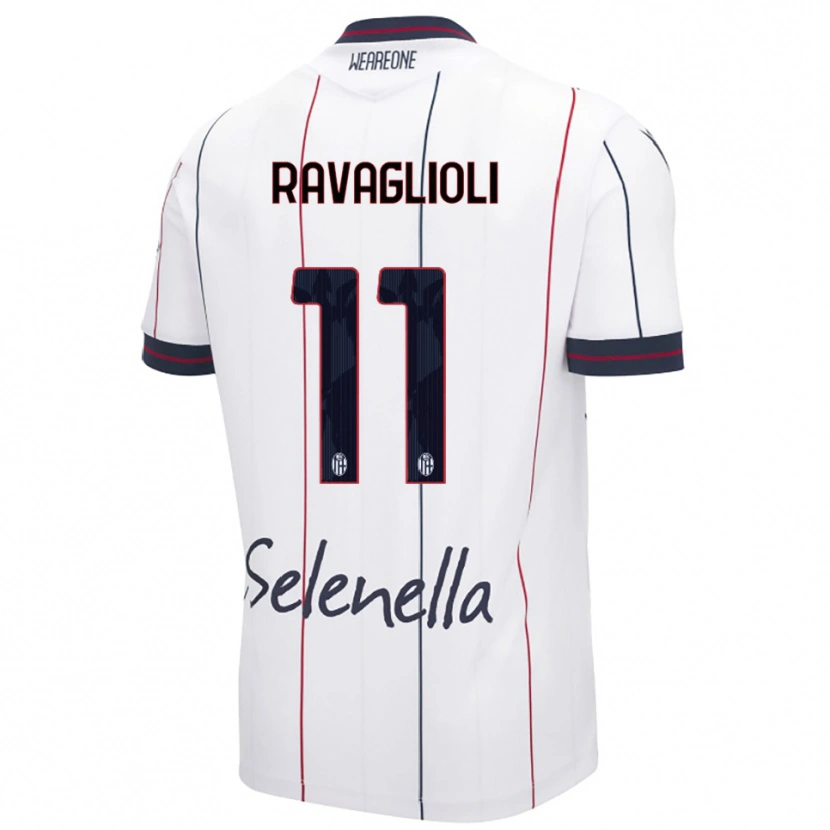 Danxen Enfant Maillot Tommaso Ravaglioli #11 Blanc Bleu Roi Tenues Extérieur 2025/26 T-Shirt