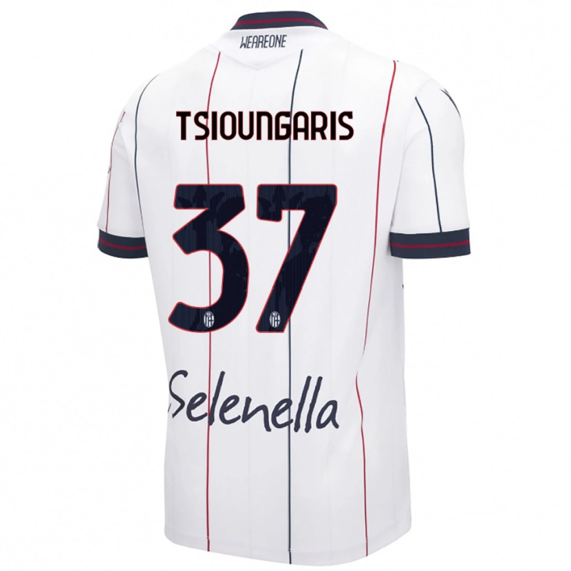 Danxen Enfant Maillot Theodoros Tsioungaris #37 Blanc Bleu Roi Tenues Extérieur 2025/26 T-Shirt