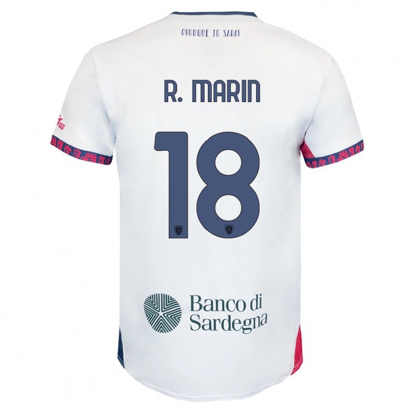 Danxen Enfant Maillot Răzvan Marin #18 Blanc Marine Rouge Tenues Extérieur 2025/26 T-Shirt