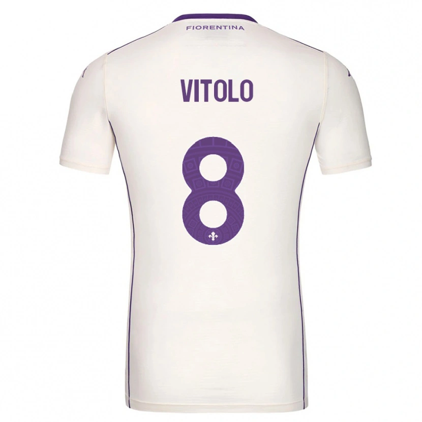 Danxen Enfant Maillot Federico Vitolo #8 Blanc Violet Rouge Tenues Extérieur 2025/26 T-Shirt