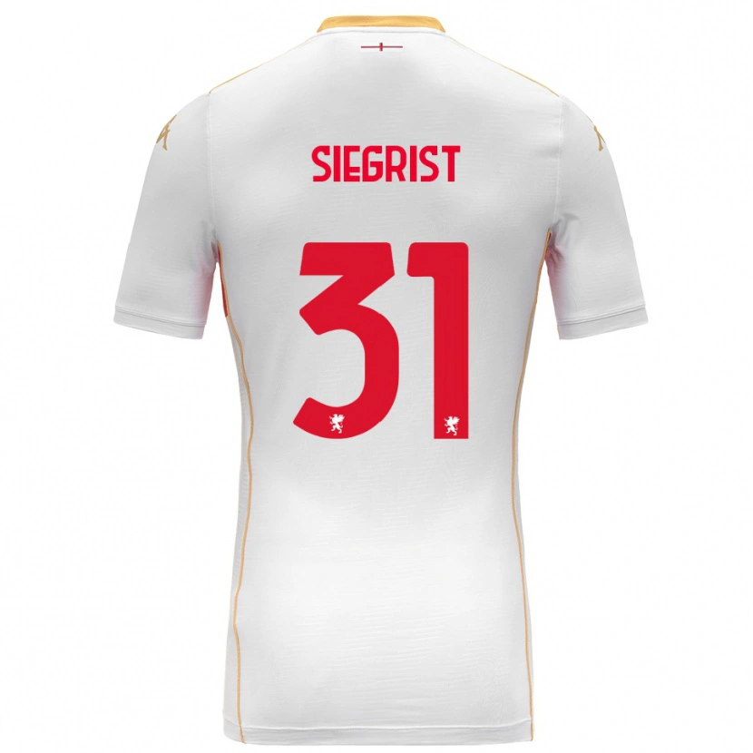 Danxen Enfant Maillot Benjamin Siegrist #31 Blanc Rouge Tenues Extérieur 2025/26 T-Shirt