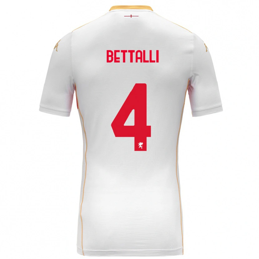 Danxen Enfant Maillot Giorgia Bettalli #4 Blanc Rouge Tenues Extérieur 2025/26 T-Shirt