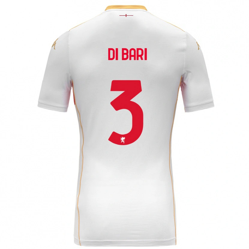 Danxen Enfant Maillot Martina Di Bari #3 Blanc Rouge Tenues Extérieur 2025/26 T-Shirt