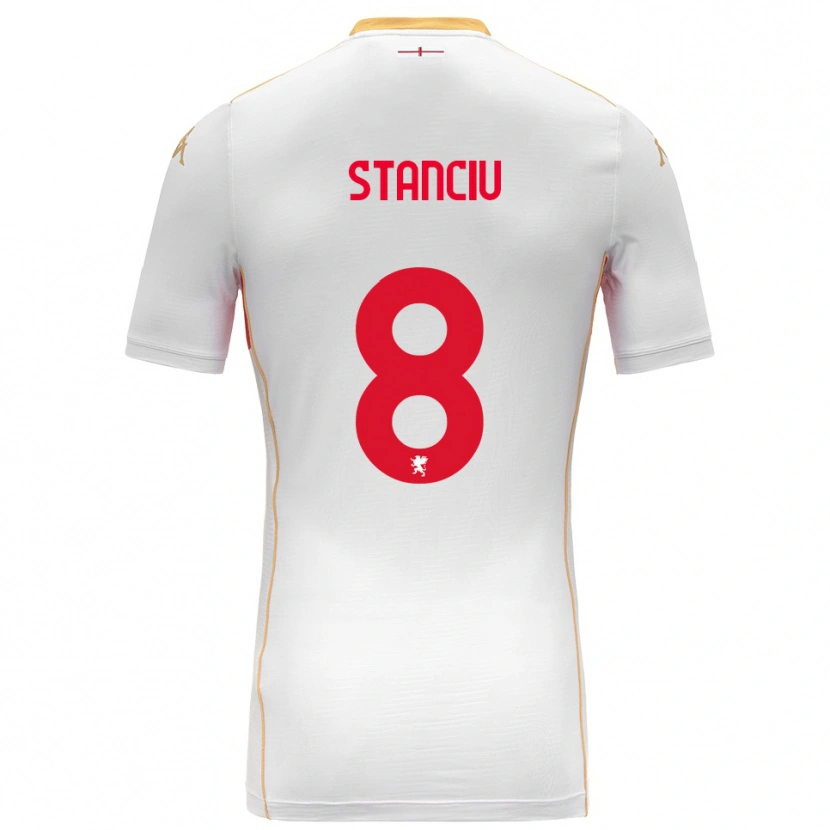 Danxen Enfant Maillot Nicolae Stanciu #8 Blanc Rouge Tenues Extérieur 2025/26 T-Shirt