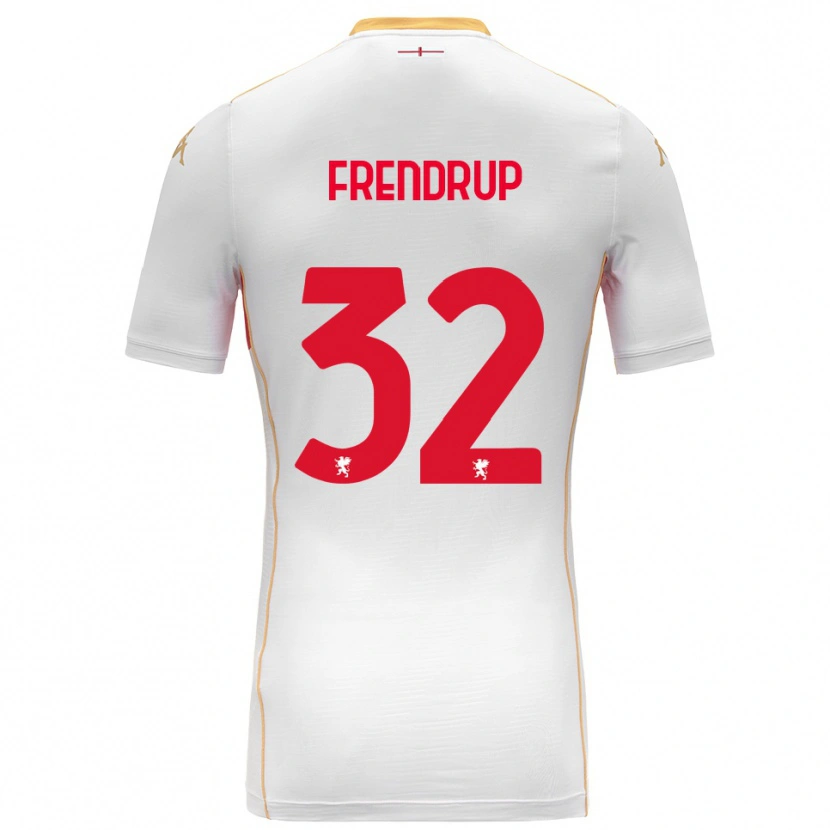Danxen Enfant Maillot Morten Frendrup #32 Blanc Rouge Tenues Extérieur 2025/26 T-Shirt