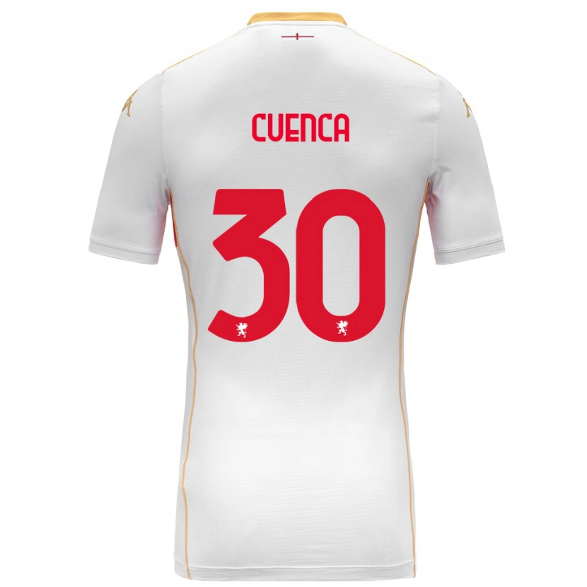Danxen Enfant Maillot Hugo Cuenca #30 Blanc Rouge Tenues Extérieur 2025/26 T-Shirt
