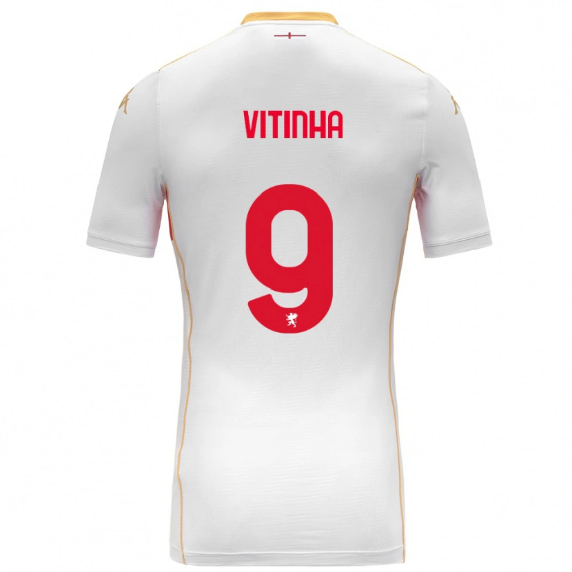 Danxen Enfant Maillot Vitinha #9 Blanc Rouge Tenues Extérieur 2025/26 T-Shirt