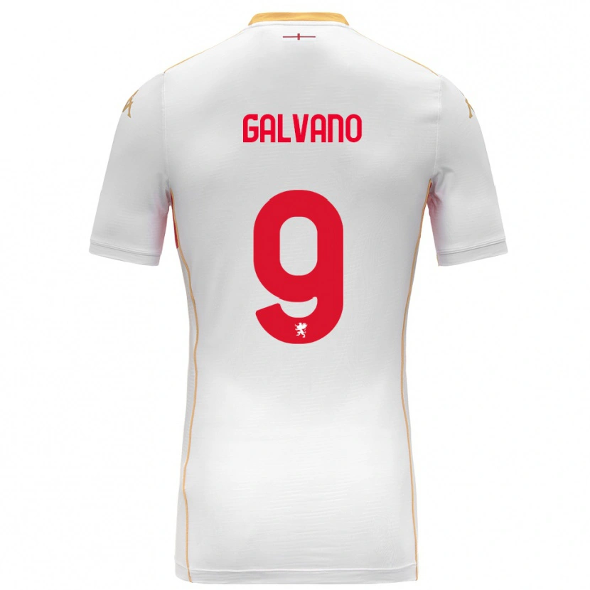 Danxen Enfant Maillot Cristian Galvano #9 Blanc Rouge Tenues Extérieur 2025/26 T-Shirt