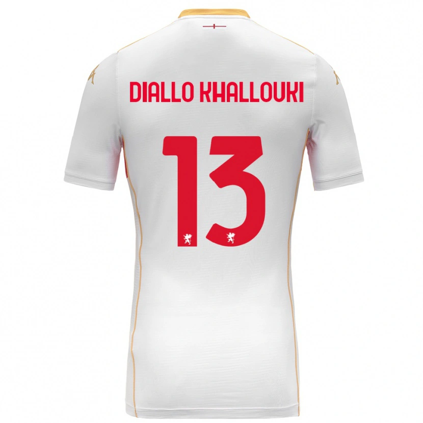 Danxen Enfant Maillot Siaka Diallo Khallouki #13 Blanc Rouge Tenues Extérieur 2025/26 T-Shirt