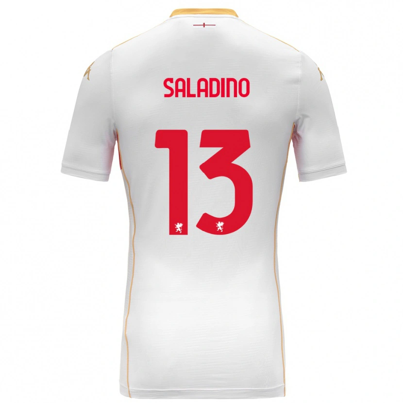Danxen Enfant Maillot Luca Saladino #13 Blanc Rouge Tenues Extérieur 2025/26 T-Shirt