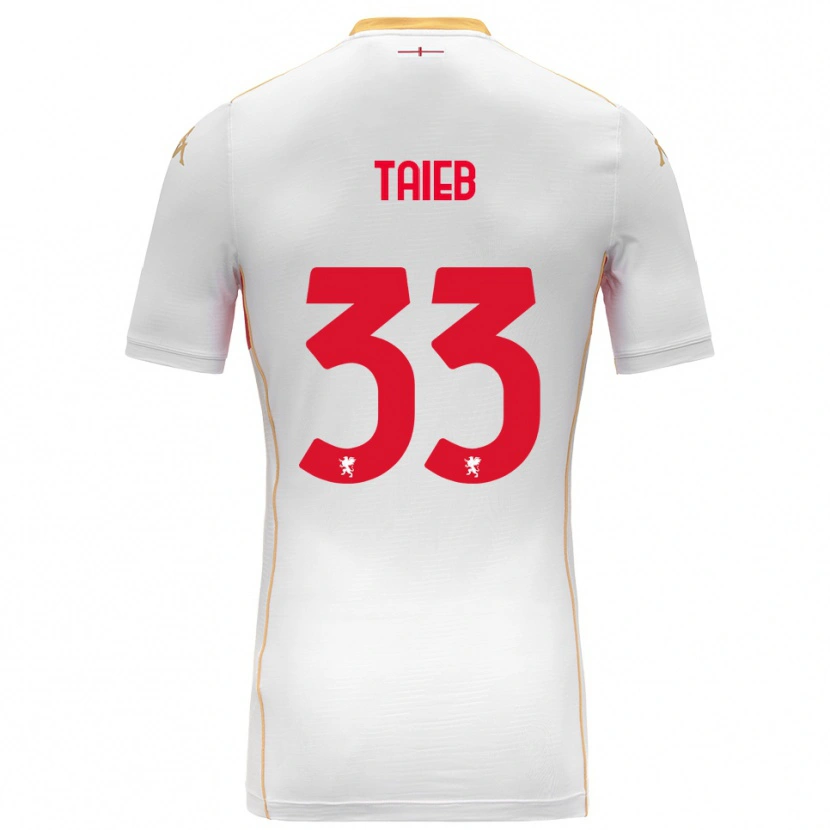 Danxen Enfant Maillot Chad Taieb #33 Blanc Rouge Tenues Extérieur 2025/26 T-Shirt