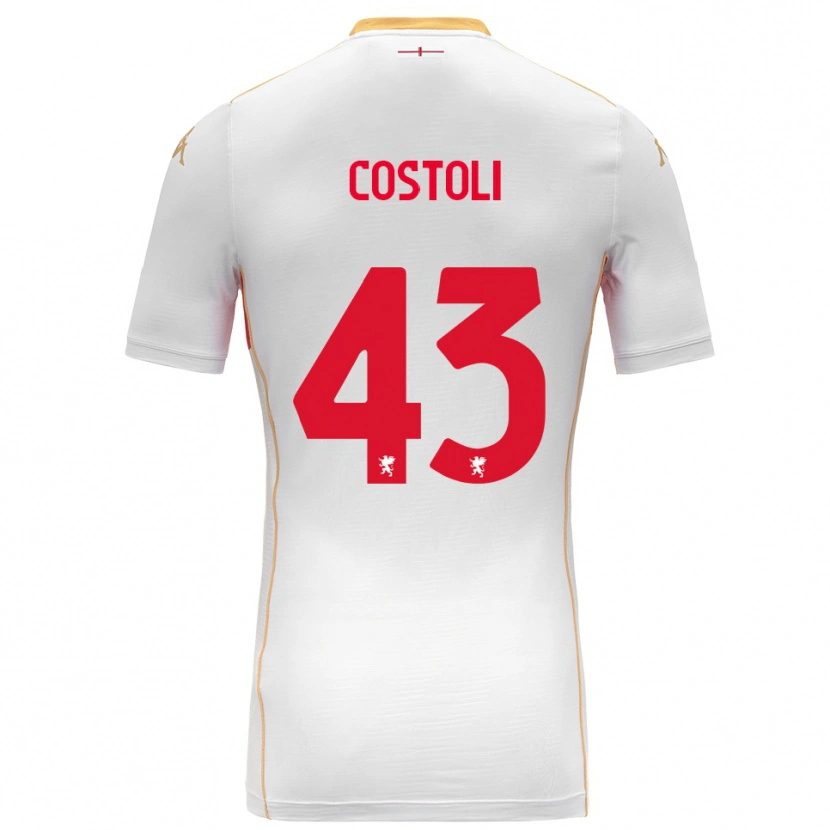 Danxen Enfant Maillot Lorenzo Costoli #43 Blanc Rouge Tenues Extérieur 2025/26 T-Shirt