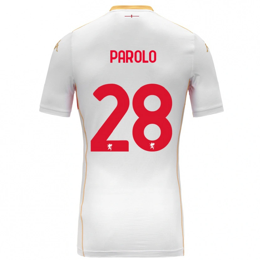 Danxen Enfant Maillot Lucrezia Parolo #28 Blanc Rouge Tenues Extérieur 2025/26 T-Shirt