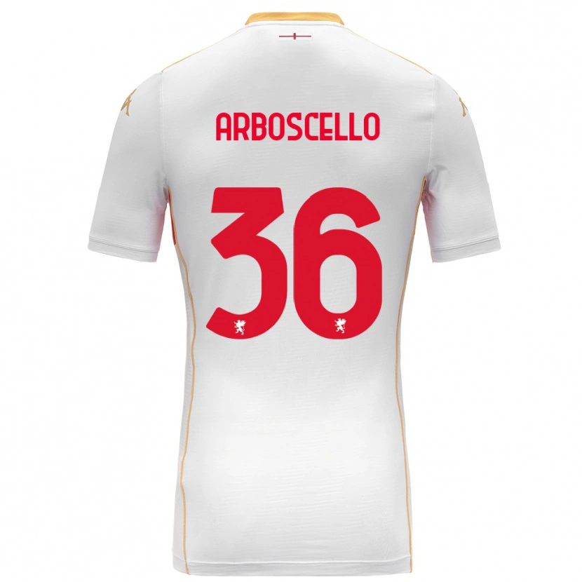 Danxen Enfant Maillot Riccardo Arboscello #36 Blanc Rouge Tenues Extérieur 2025/26 T-Shirt