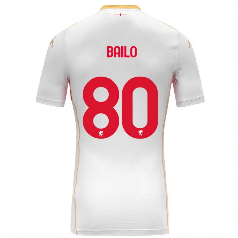 Danxen Enfant Maillot Giorgio Bailo #80 Blanc Rouge Tenues Extérieur 2025/26 T-Shirt
