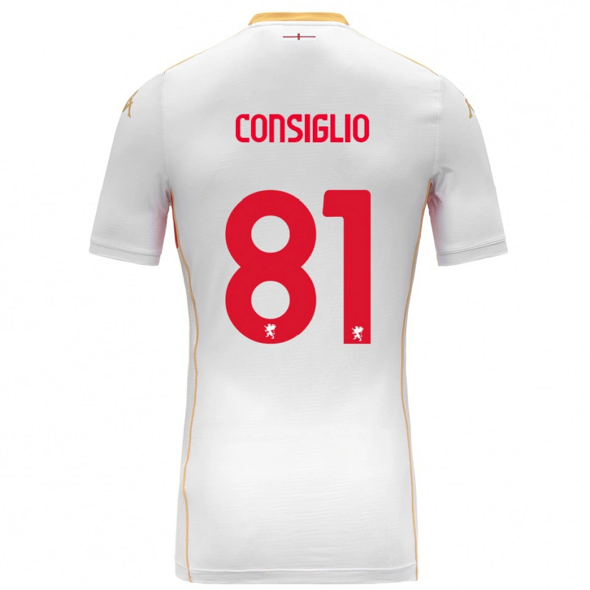 Danxen Enfant Maillot Leonardo Consiglio #81 Blanc Rouge Tenues Extérieur 2025/26 T-Shirt