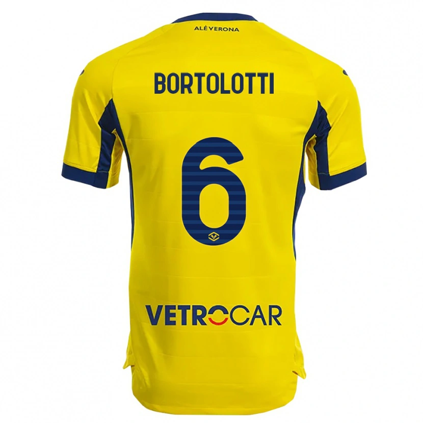 Danxen Enfant Maillot Marco Bortolotti #6 Jaune Marine Tenues Extérieur 2025/26 T-Shirt