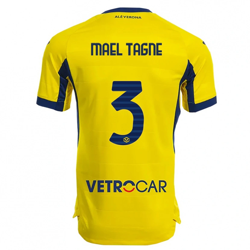 Danxen Enfant Maillot Noe Mael Tagne #3 Jaune Marine Tenues Extérieur 2025/26 T-Shirt