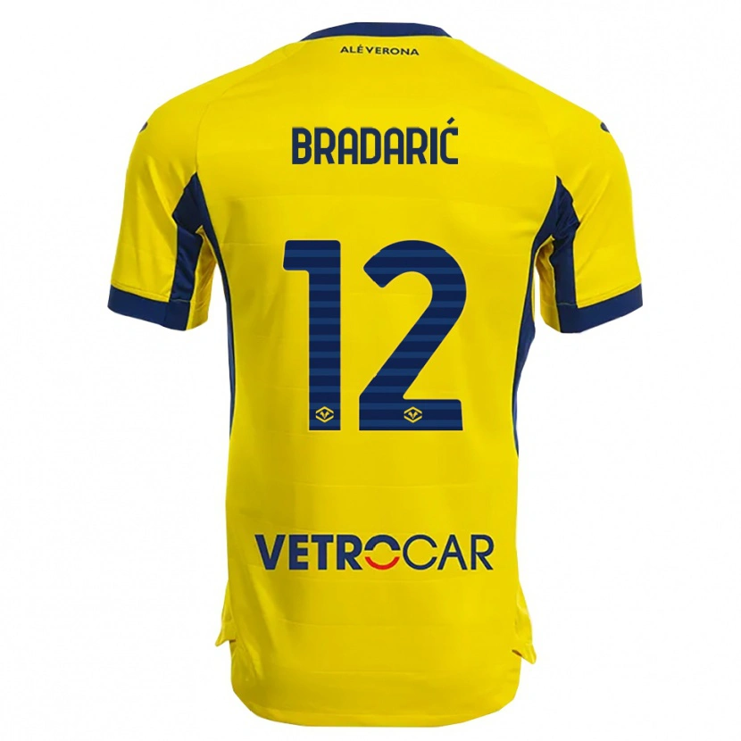 Danxen Enfant Maillot Domagoj Bradarić #12 Jaune Marine Tenues Extérieur 2025/26 T-Shirt