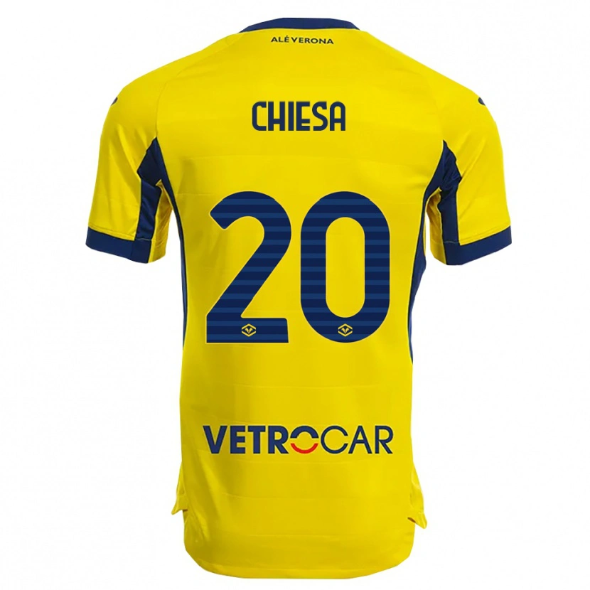 Danxen Enfant Maillot Mattia Chiesa #20 Jaune Marine Tenues Extérieur 2025/26 T-Shirt