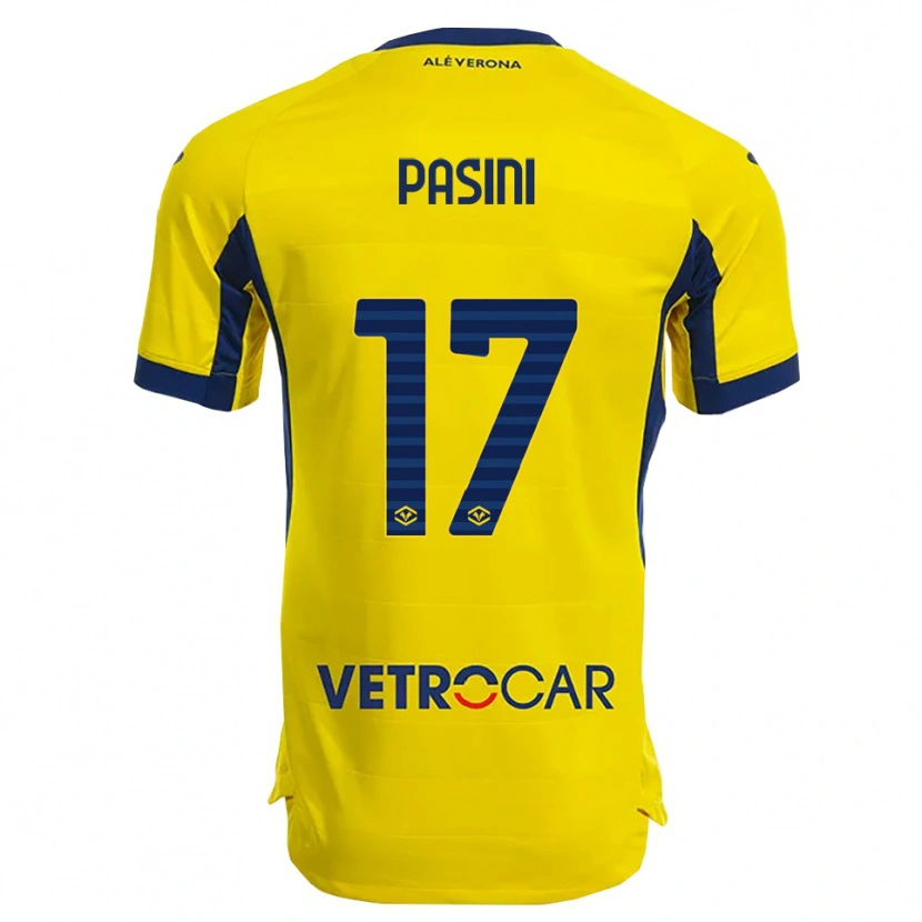 Danxen Enfant Maillot Veronica Pasini #17 Jaune Marine Tenues Extérieur 2025/26 T-Shirt