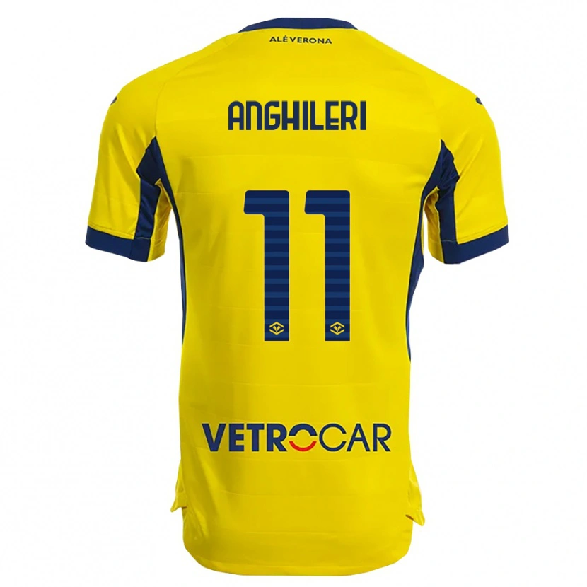 Danxen Enfant Maillot Federica Anghileri #11 Jaune Marine Tenues Extérieur 2025/26 T-Shirt