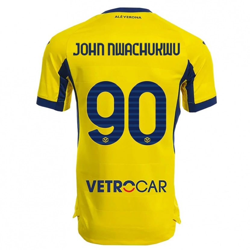 Danxen Enfant Maillot Samuel John Nwachukwu #90 Jaune Marine Tenues Extérieur 2025/26 T-Shirt