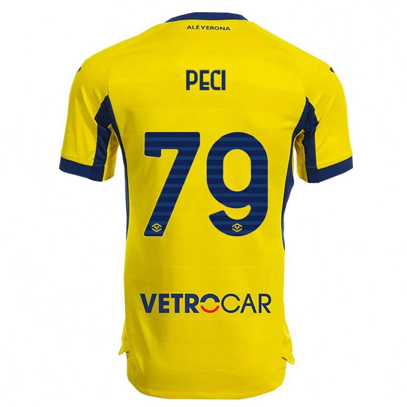 Danxen Enfant Maillot Jurgen Peci #79 Jaune Marine Tenues Extérieur 2025/26 T-Shirt
