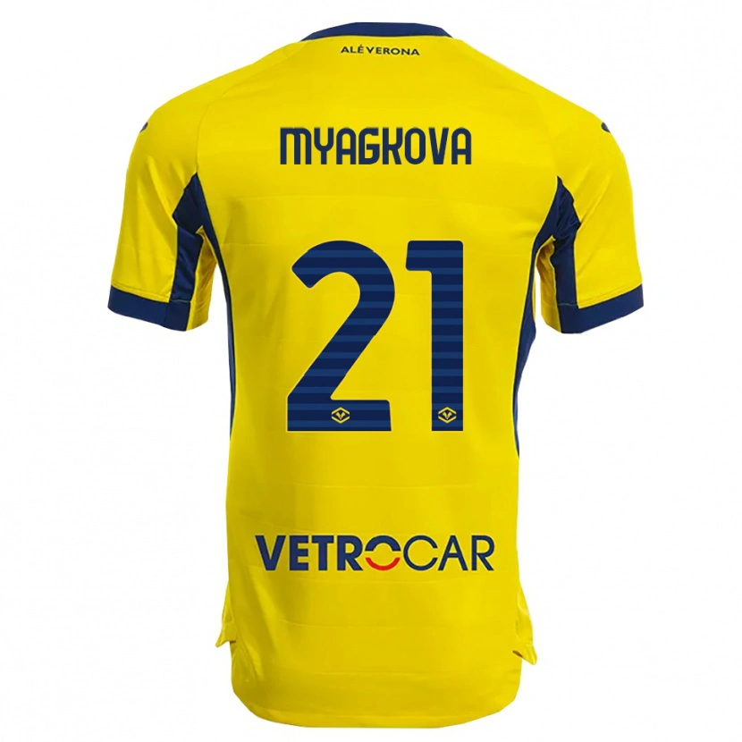Danxen Enfant Maillot Alina Myagkova #21 Jaune Marine Tenues Extérieur 2025/26 T-Shirt
