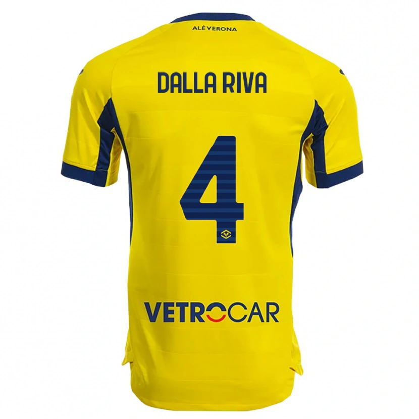 Danxen Enfant Maillot Stefano Dalla Riva #4 Jaune Marine Tenues Extérieur 2025/26 T-Shirt