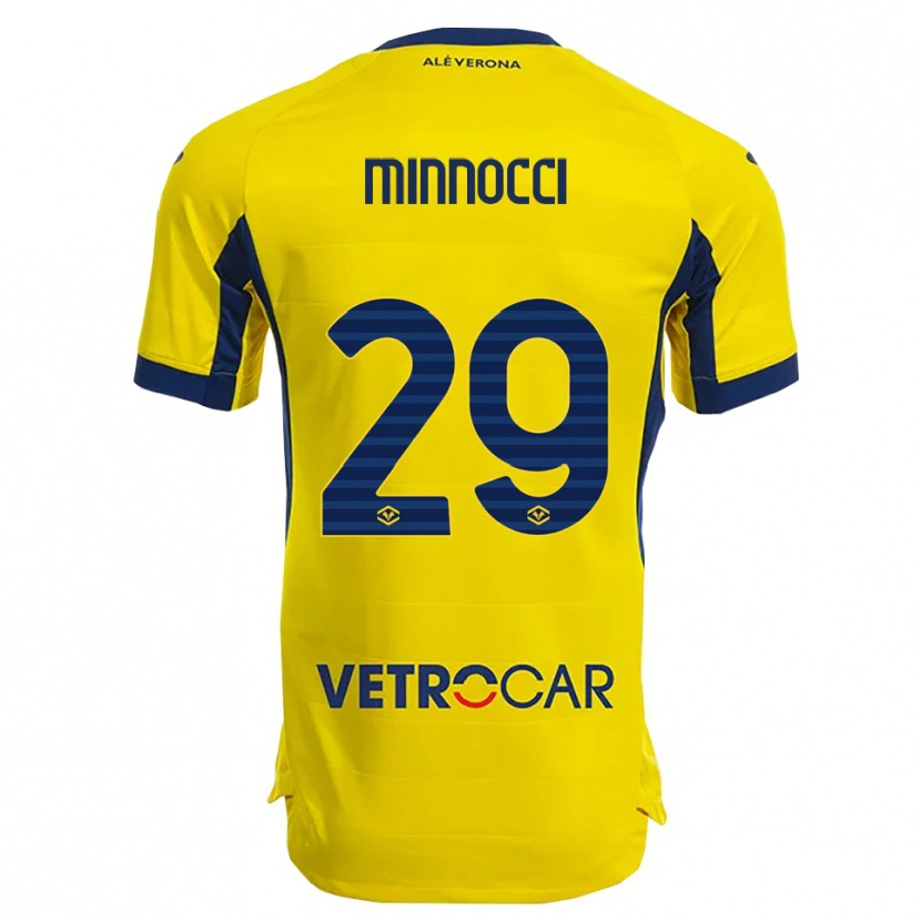Danxen Enfant Maillot Valerio Minnocci #29 Jaune Marine Tenues Extérieur 2025/26 T-Shirt
