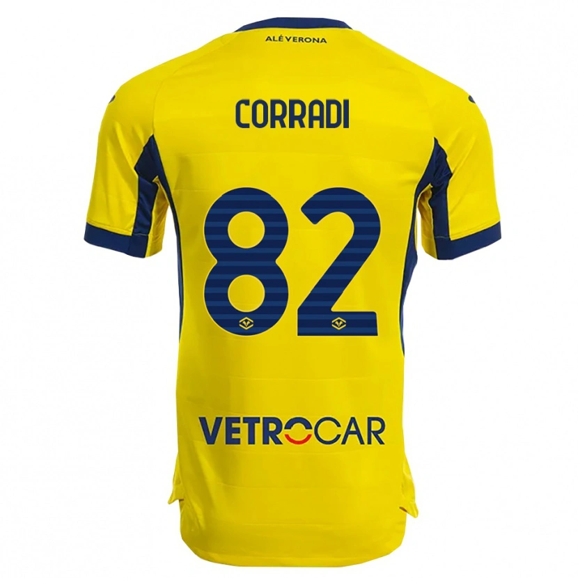 Danxen Enfant Maillot Christian Corradi #82 Jaune Marine Tenues Extérieur 2025/26 T-Shirt