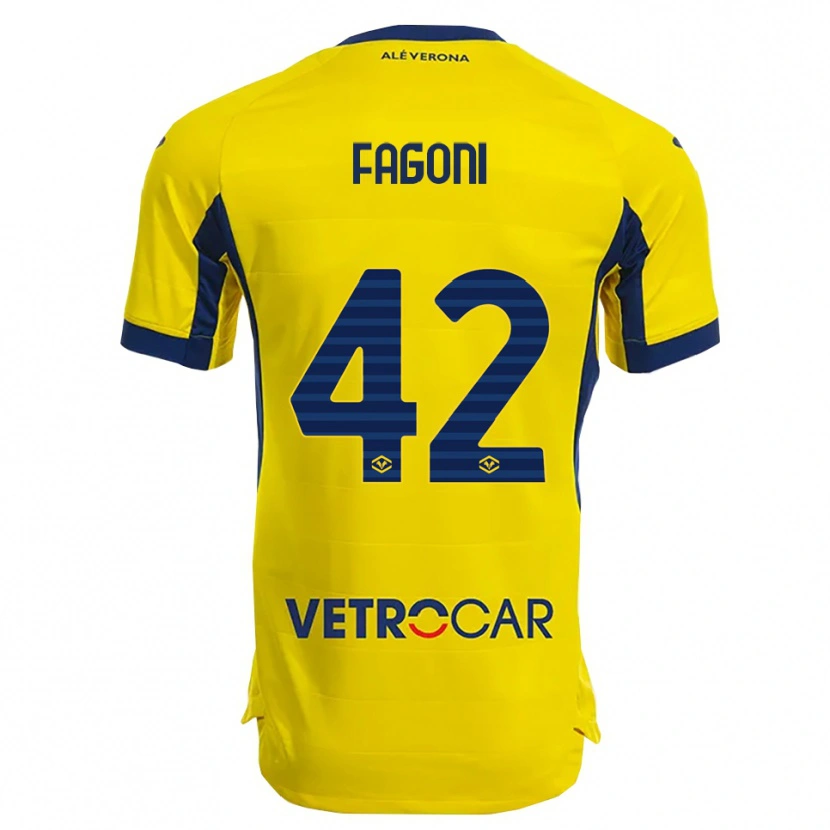 Danxen Enfant Maillot Marco Fagoni #42 Jaune Marine Tenues Extérieur 2025/26 T-Shirt