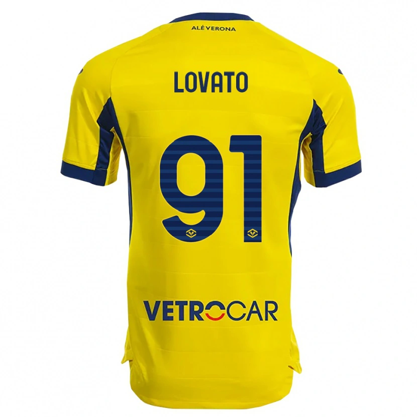 Danxen Enfant Maillot Enrico Lovato #91 Jaune Marine Tenues Extérieur 2025/26 T-Shirt