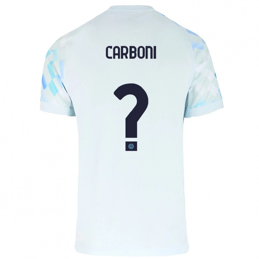 Danxen Enfant Maillot Cristiano Carboni #0 Blanc Bleu Tenues Extérieur 2025/26 T-Shirt