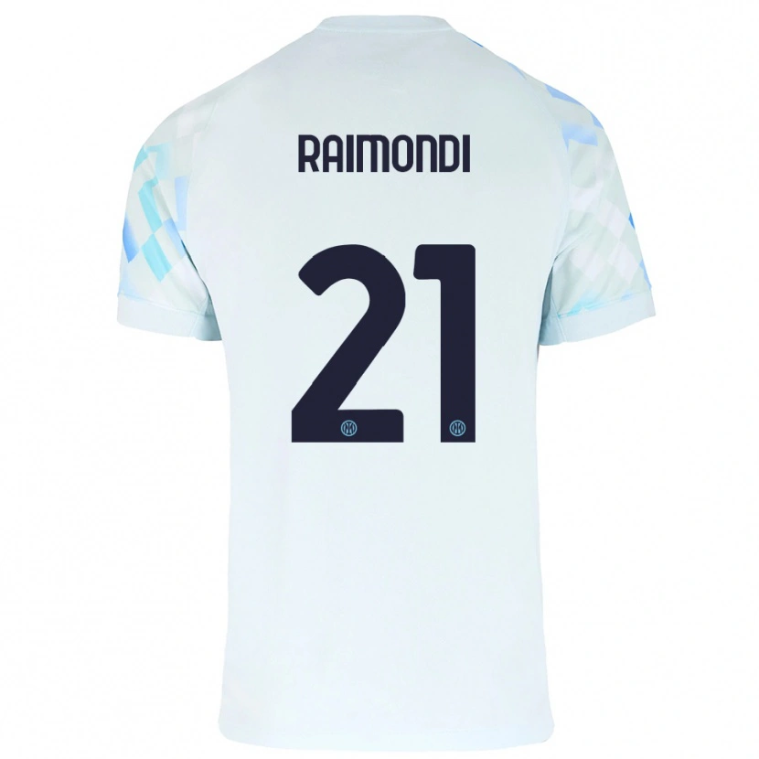 Danxen Enfant Maillot Paolo Raimondi #21 Blanc Bleu Tenues Extérieur 2025/26 T-Shirt